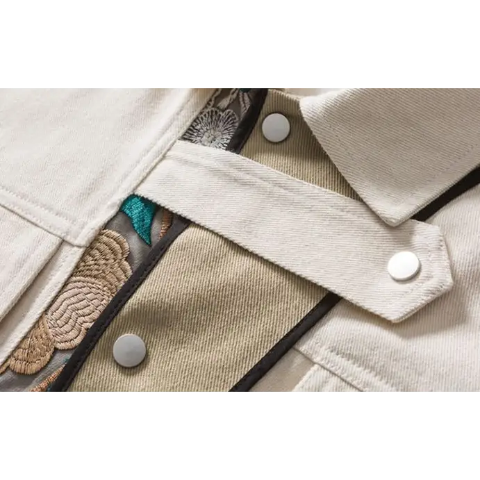 Y2k floral denim jacket in relaxed fit for stylish comfort