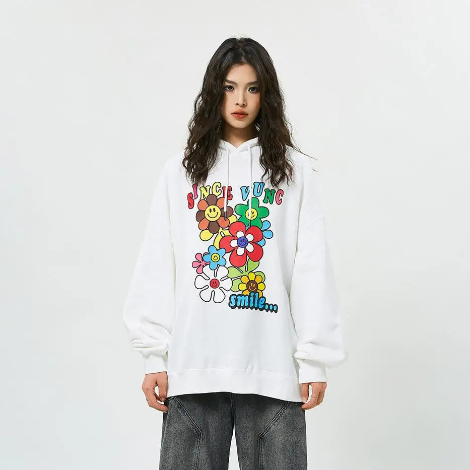 Y2k loose hoodie for floral season comfort and style - hoodies