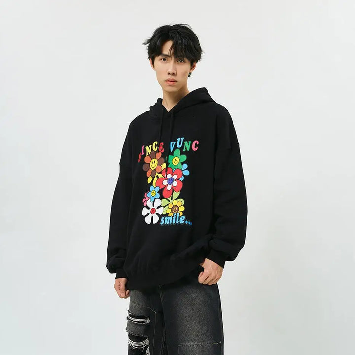 Y2k loose hoodie for floral season comfort and style - hoodies