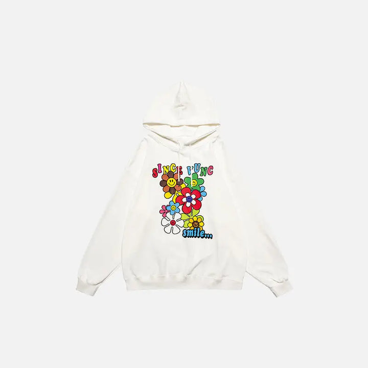 Y2k loose hoodie for floral season comfort and style - white / m - hoodies