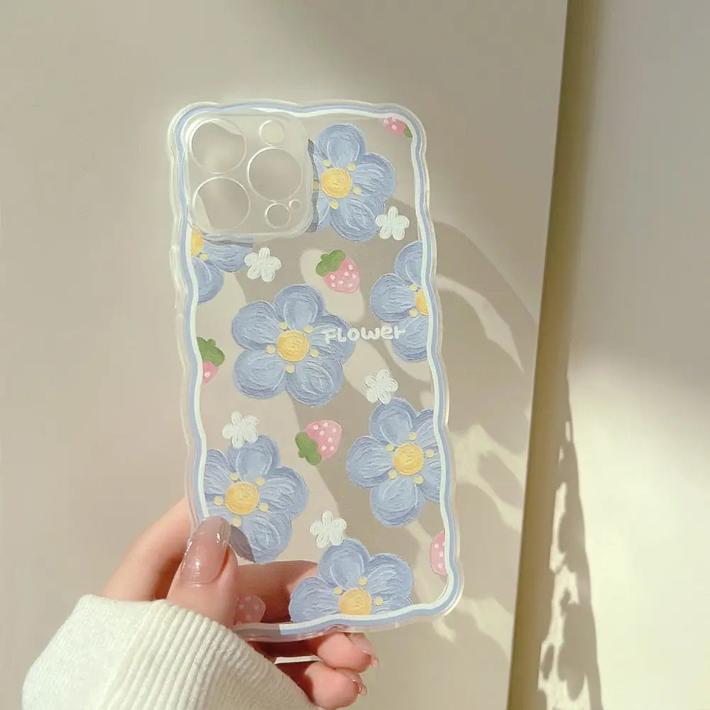 Y2k flowers and strawberries iphone case in durable silicone - cases