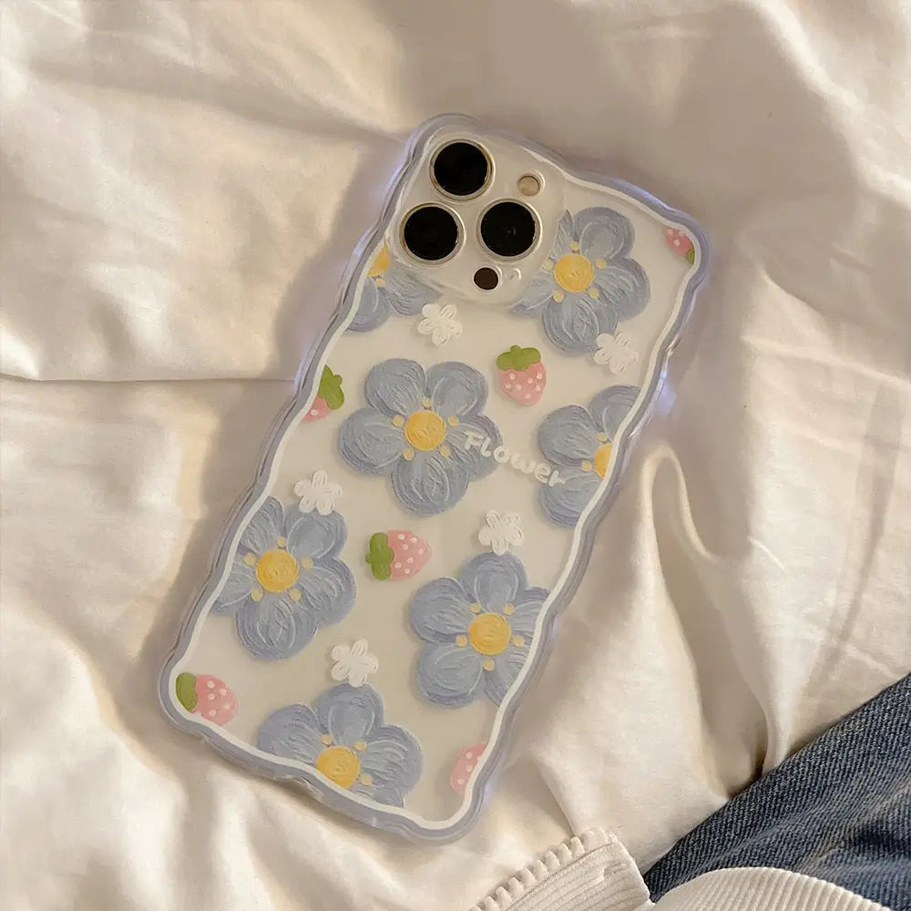 Y2k flowers and strawberries iphone case in durable silicone - cases