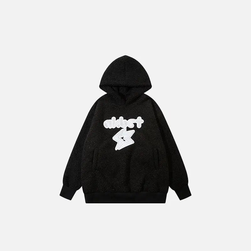 Fluffy fleece baggy hoodie for ultimate comfort and warmth - black / m - jacket