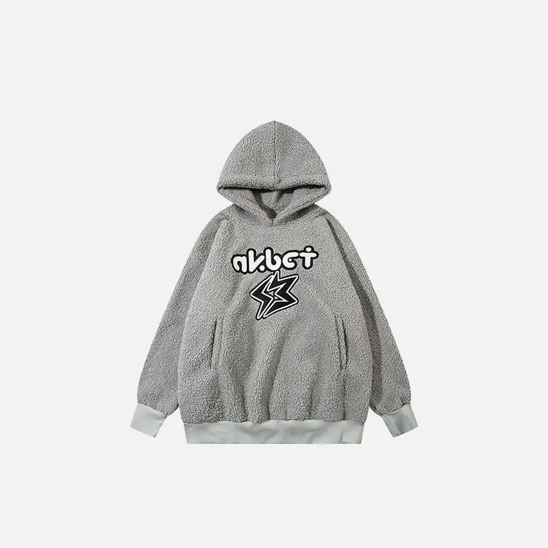 Fluffy fleece baggy hoodie for ultimate comfort and warmth - gray / m - jacket