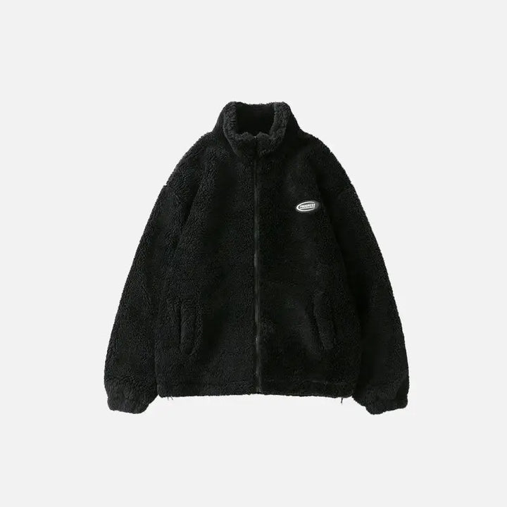 Y2k jackets in plush fleece design for cozy winter style - black / s - fluffy jackets