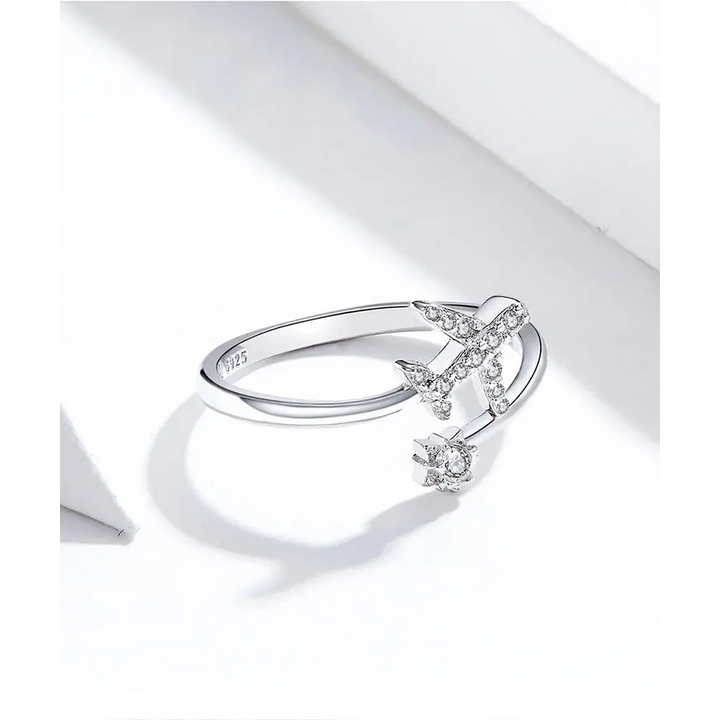 Y2k flying airplane 925 sterling silver ring - rings