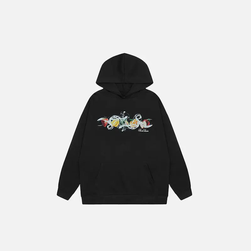 Y2k fruit graphic print hoodie for stylish comfort - black / m - hoodies