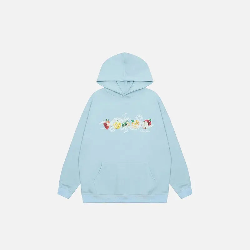 Y2k fruit graphic print hoodie for stylish comfort - blue / m - hoodies