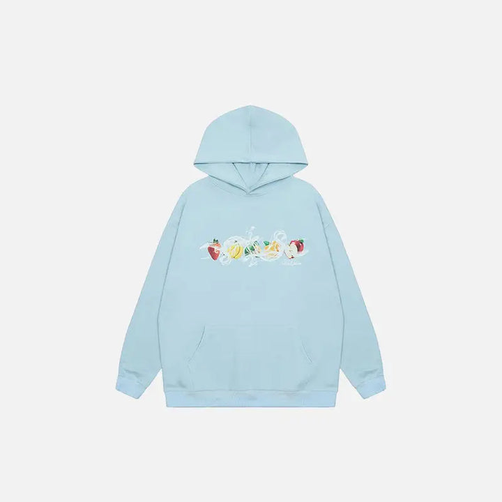 Y2k fruit graphic print hoodie for stylish comfort - blue / m - hoodies