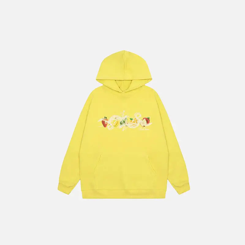 Y2k fruit graphic print hoodie for stylish comfort - yellow / m - hoodies