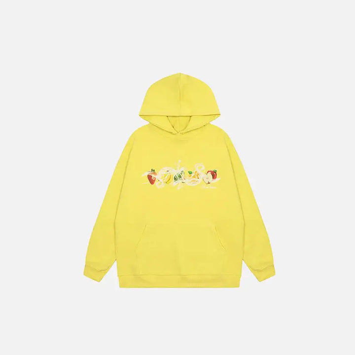 Y2k fruit graphic print hoodie for stylish comfort - yellow / m - hoodies