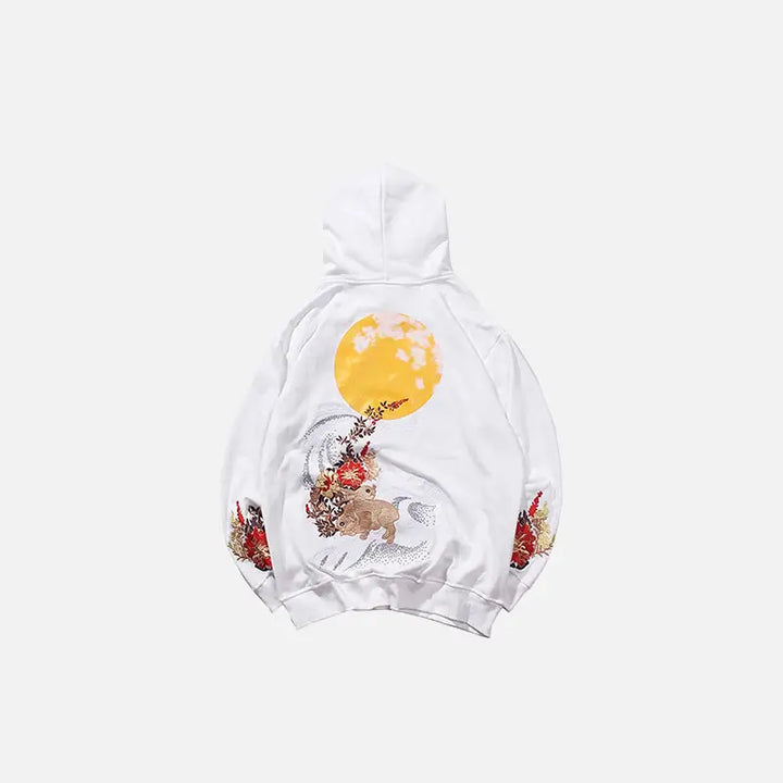 Château de pleine lune y2k hooded sweatshirt with floral pattern - white / s - hoodies