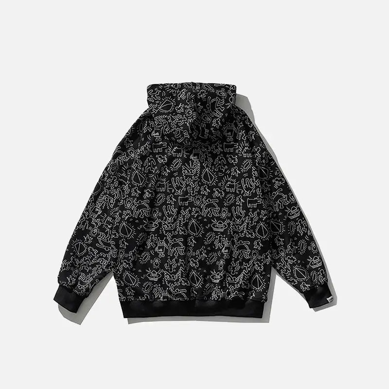 Y2k full print graphic zip hoodie for comfort and style - hoodies