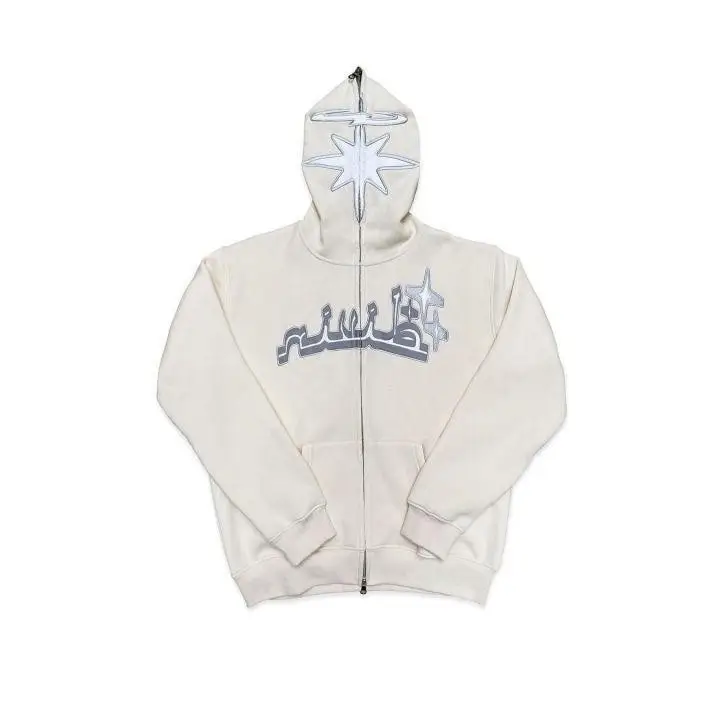 Y2k white hooded sweatshirt with zip - s