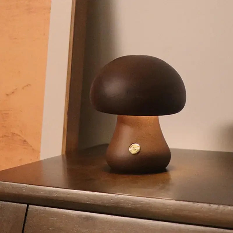Fungi dimmable night light with wood-capped mushroom design