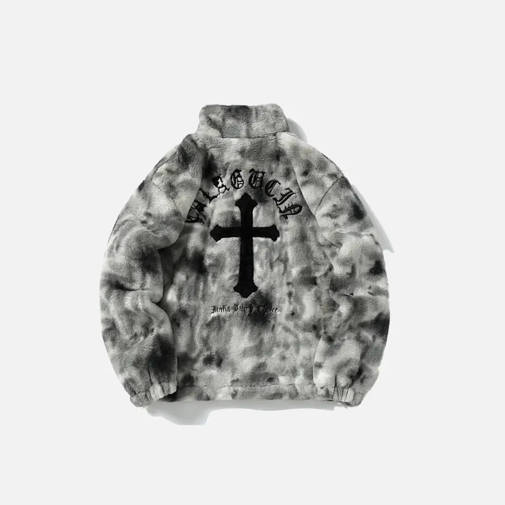 Y2k fur letters jacket for bold fashion statements - furry