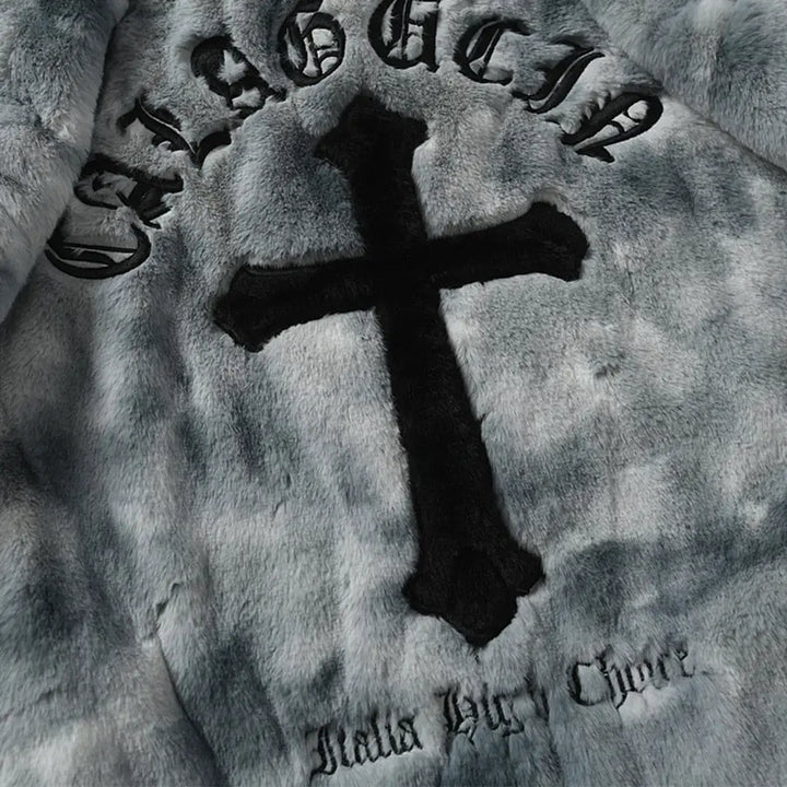 Y2k fur letters jacket for bold fashion statements - furry