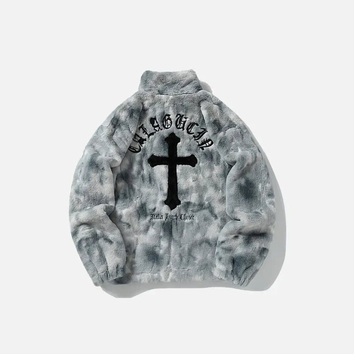 Y2k fur letters jacket for bold fashion statements - furry