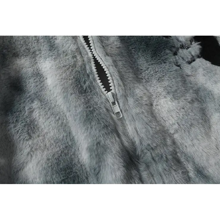 Y2k fur letters jacket for bold fashion statements - furry