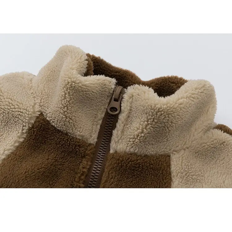 Y2k furry fleece zip jacket for warmth and style