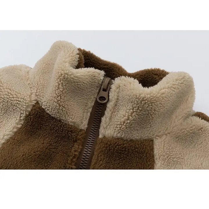 Y2k furry fleece zip jacket for warmth and style