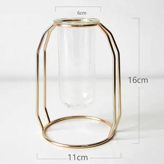 Geometric tube vase for dark academia and aesthetic decor - gold