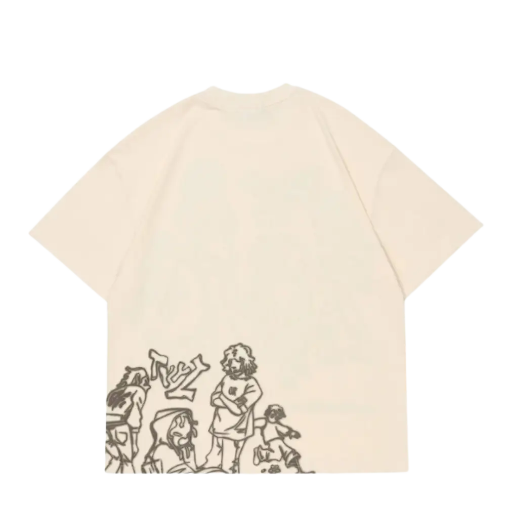 Ghettto playground beige y2k tee for urban fashion lovers