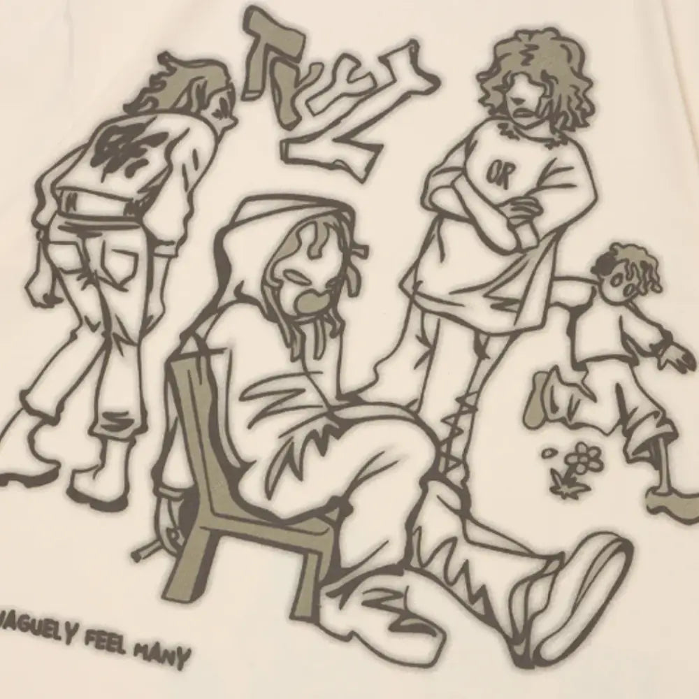 Ghettto playground beige y2k tee for urban fashion lovers