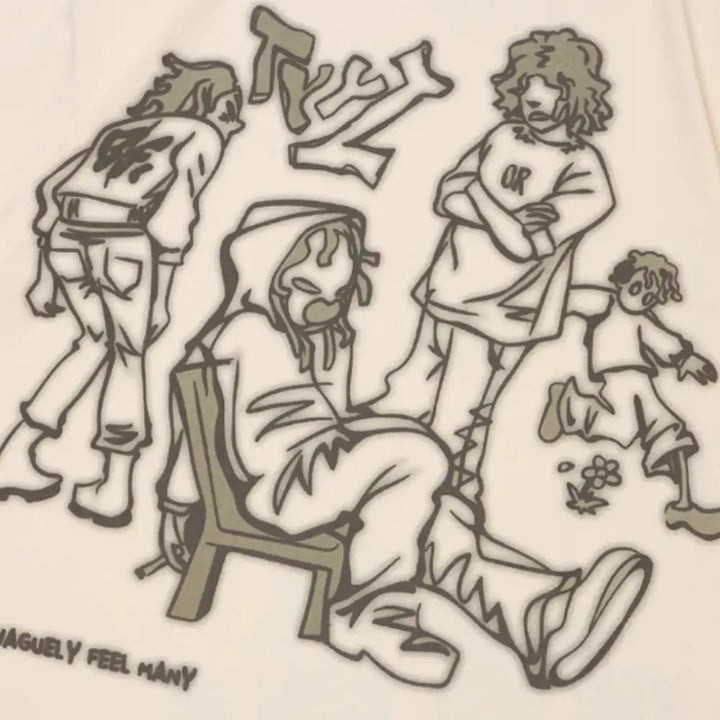 Ghettto playground beige y2k tee for urban fashion lovers