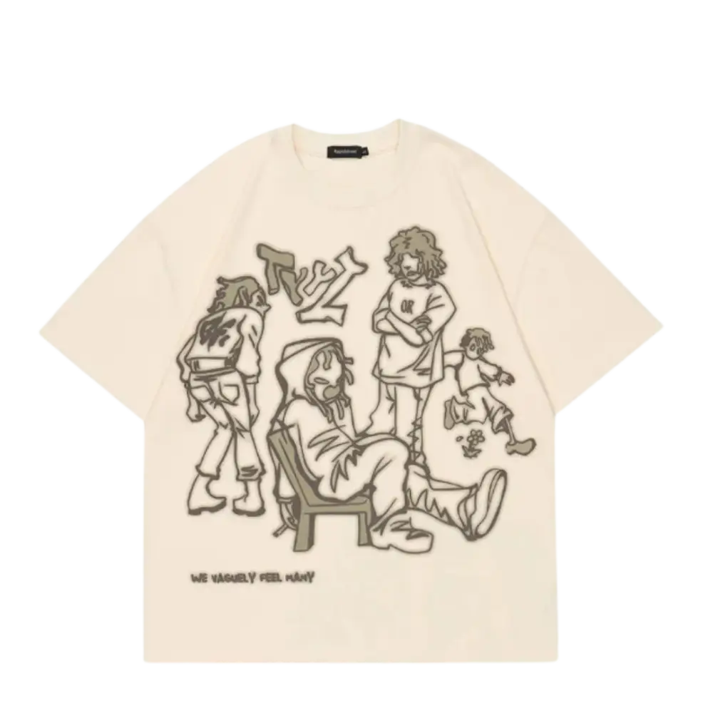 Ghettto playground beige y2k tee for urban fashion lovers - s