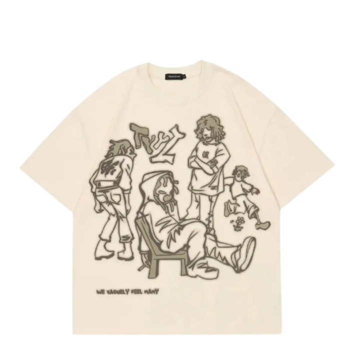 Ghettto playground beige y2k tee for urban fashion lovers - s