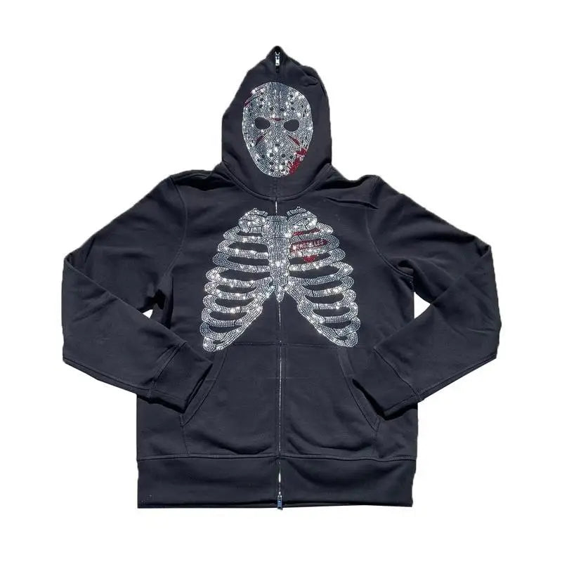 Sweat squelette strass y2k - mode streetwear retro-mod5erne - s