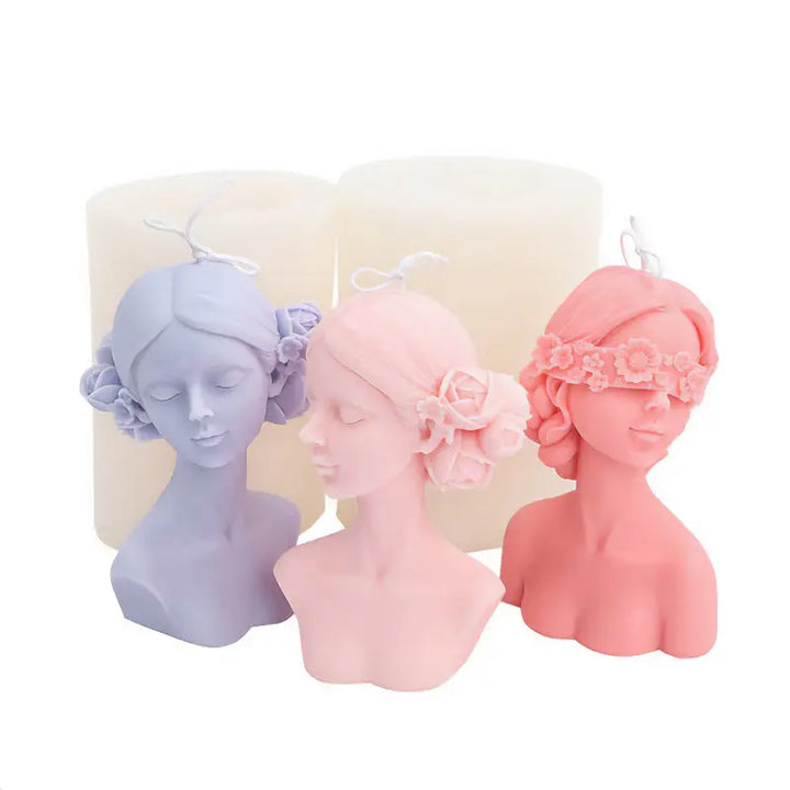 Girl portrait candle mold for unique artistic creations - making kits