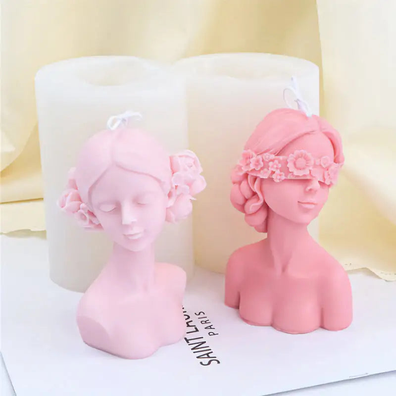 Girl portrait candle mold for unique artistic creations - making kits
