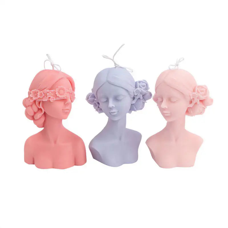 Girl portrait candle mold for unique artistic creations - making kits