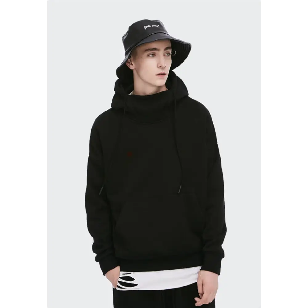 Going up y2k mock neck hoodie for stylish streetwear essentials - black / xl - hoodies