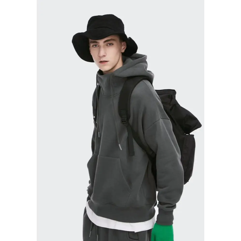 Going up y2k mock neck hoodie for stylish streetwear essentials - dark grey / xl - hoodies