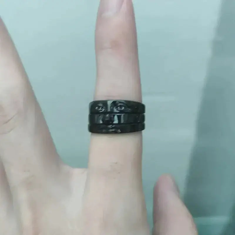 Luxurious stainless steel ring for style and sophistication - black / 7 - rings