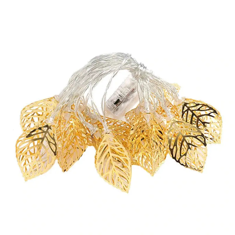 Golden leaf string lights for aesthetic room ambiance