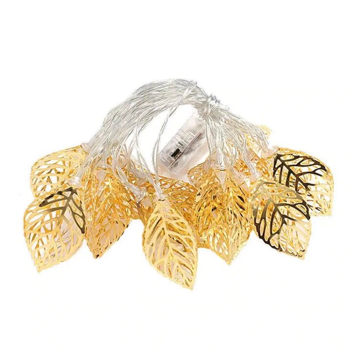 Golden leaf string lights for aesthetic room ambiance