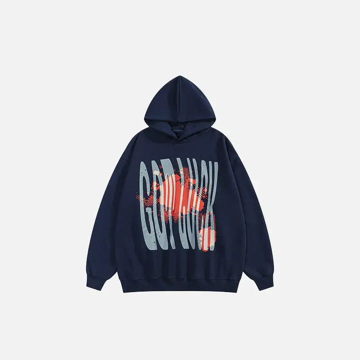 Got luck y2k letter print hoodie for stylish streetwear fashion - navyblue / s - hoodies