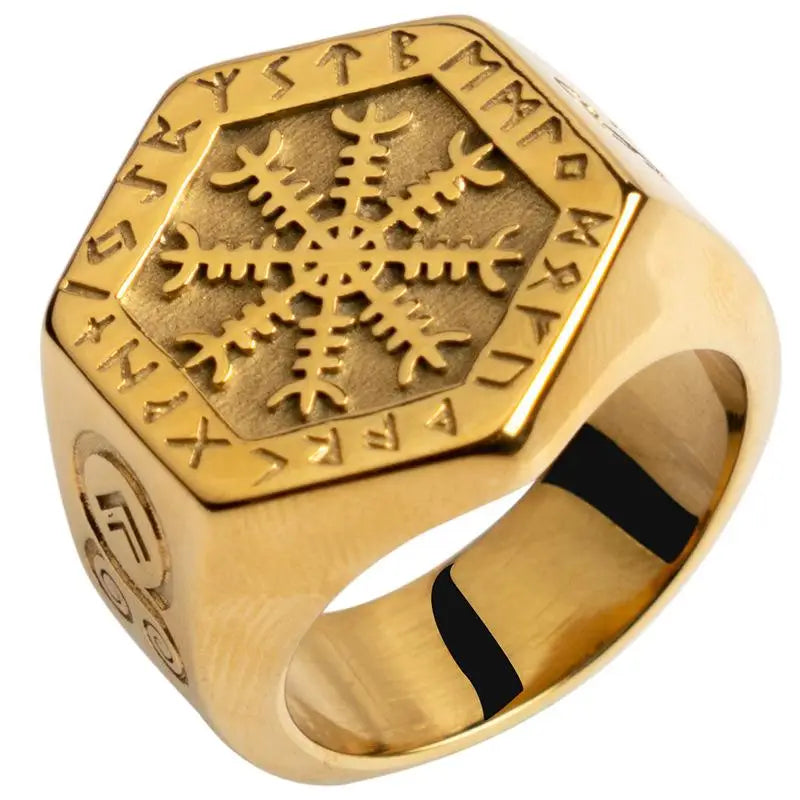 Gothic lori nordic compass ring y2k in high-quality materials - gold / us code 7 circumference 54mm - rings