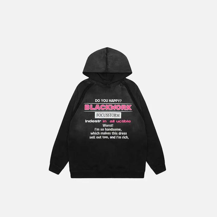 Y2k gradient letter print oversized hoodie for streetwear style - black / m - hoodies