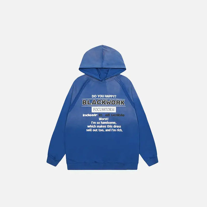Y2k gradient letter print oversized hoodie for streetwear style - blue / m - hoodies