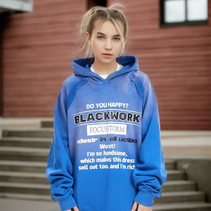 Y2k gradient letter print oversized hoodie for streetwear style - hoodies