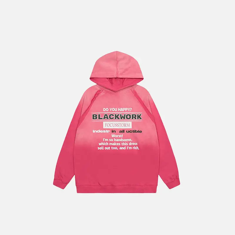 Y2k gradient letter print oversized hoodie for streetwear style - pink / m - hoodies