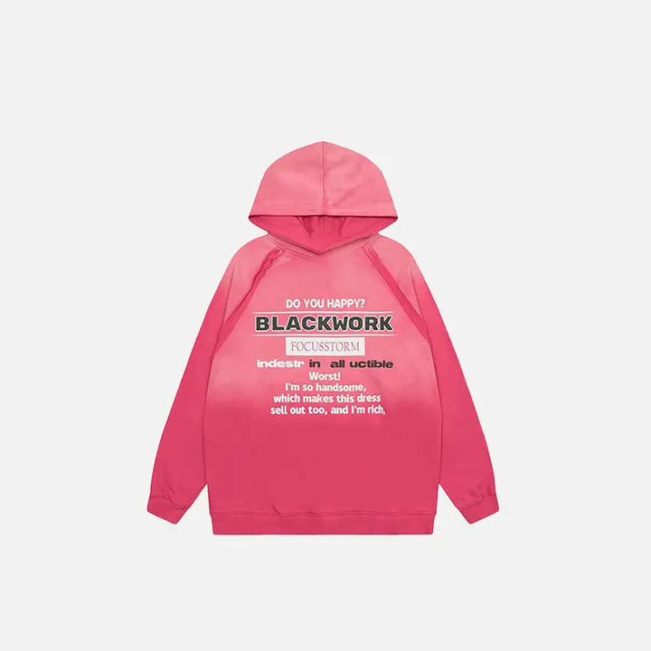 Y2k gradient letter print oversized hoodie for streetwear style - pink / m - hoodies