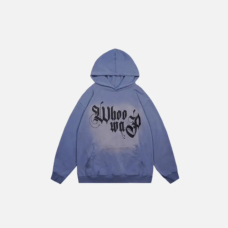 Y2k gradient print loose hooded sweatshirt for comfort and style - blue / m - hoodies