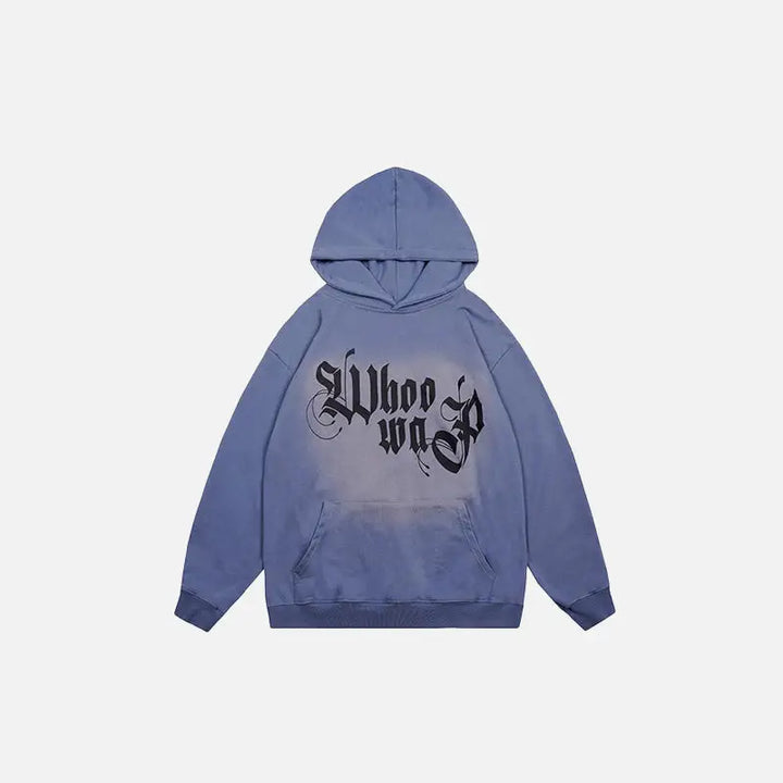 Y2k gradient print loose hooded sweatshirt for comfort and style - blue / m - hoodies