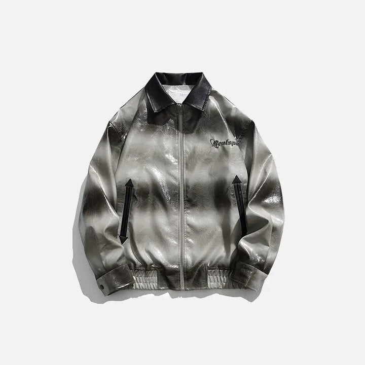 Y2k gradient turndown collar leather jacket for fashion-forward trends - black / m - jackets